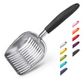 Cat Litter Scoop, Aluminum Alloy Sifter, Kitty Metal Scooper, Deep Shovel, Long Handle, Poop Sifting, Kitten Pooper Lifter, Durable, Heavy Duty, for Litter Box - color: FLAT Aluminum \ #06 Black Handle, size: Large
