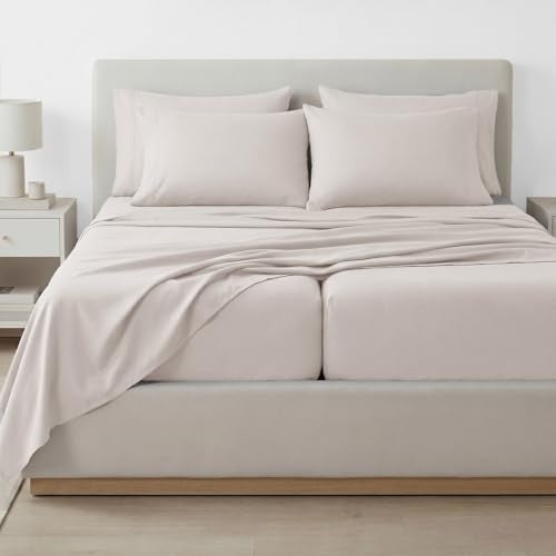 Southshore Fine Living, Inc. 7 Piece, 21 Inch Extra Deep Pocket Split King Bed Sheets Set, Two Deep Fitted King Sheets, Pet Hair Resistant, Oeko-Tex, Oatmeal Shade Split King Sheet Set - Natural Beige - color: 02 - Natural Beige (Formerly Bone), size: Spl