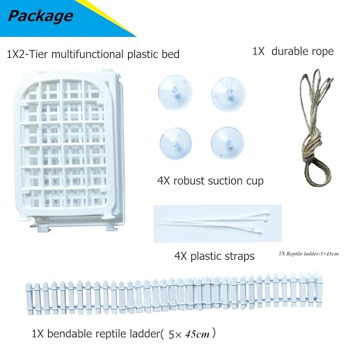 Hermit Crab Habitat Accessories - Plastic Grid Ladder Hammock for Hermit Crab, Hamster, Guinea Pig (White)