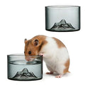 2 Pcs Hamster Feeding & Water Bowls, Glass Hamster Water Bottle Rat Food Bowl Anti Turning Small Animal Bowls for Gerbils Mice Rats (Grey) - color: Grey