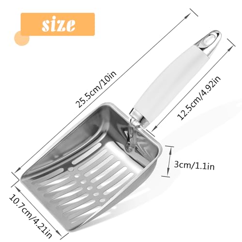 Cat Litter Scoop - Stainless Steel Metal Cat Litter Scoop-Sturdy Mesh Scooper - Mesh Shovel-Easy to Clean - Suitable for Cat Litter Box -Grey White-Christmas - color: Grey White, size: M
