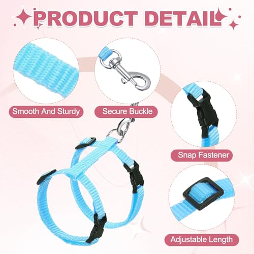 Rabbit Harness and Leash, Escape Proof Bunny Cat Leash Small Animal Harness Soft Adjustable Buckle(2Pcs, Yellow/Sky Blue) for Bunny Kitten Cats Puppies Walking Hiking Training - color: Yellow/Sky Blue