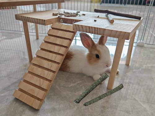 Wooden Hamster Platform Ladder Toy Climbing Stairs, Wood Gerbils Climbing Bridge, Guinea Pig Ramp, Pet Cage Accessories, Small Animal Hedgehog Chinchilla Stand Platform
