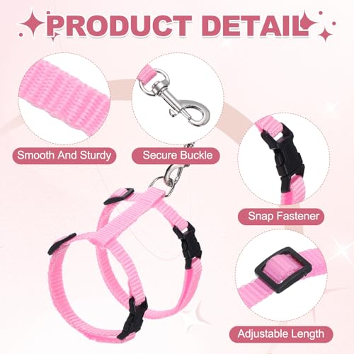 Rabbit Harness and Leash, Escape Proof Bunny Cat Leash Small Animal Harness Soft Adjustable Buckle(2Pcs, Pink) for Bunny Kitten Cats Puppies Walking Hiking Training - color: Pink