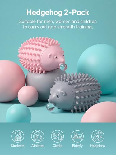AZALEA Hedgehog Squeeze Toys, 2 Pack Spiky Fidget Stress Balls for Ages 12+ | Includes 2 cute spiky hedgehog squeeze toys with 15LB and 25LB resistance for fidget play, sensory fun, desk breaks and gifts