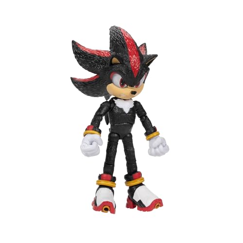 Sonic 3 Movie Action Figures 5-Inch Shadow Collector Toy Figure, Highly Articulated for Boys Girls - Officially Licensed Sonic The Hedgehog 3 Movie Product | Sonic The Hedgehog Movie 5 Inch Action Figure Wave 2 - Shadow (Grin Mouth)