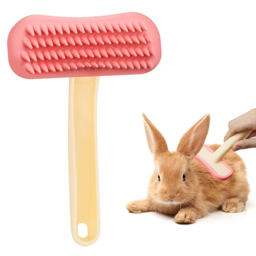 Rabbit Brush, Soft Silicone Small Animal Massage Comb, Practical Bunny Brush for Grooming, Bunny Grooming Kit Supplies Suitable for Cats Puppies & Other Pets - color: 1pc/pink