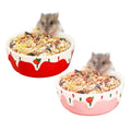 VanEnjoy 2 Pack Hamster Food Bowl Small Ceramic Water Food Bowl for Cage Small Animal Bowls for Hamster Guinea Pig Chinchilla Rabbit - Red and Pink - color: Red and pink
