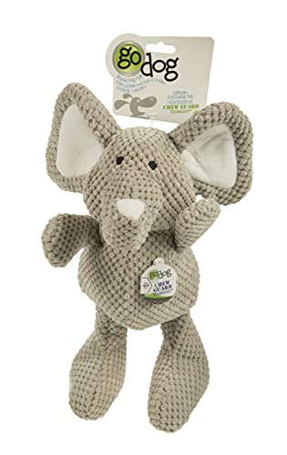 goDog Checkers Elephant Squeaky Plush Dog Toy, Chew Guard Technology - Gray, Large (Pack of 6) - color: Checkers - Elephant (Gray), size: Large (Pack of 6)