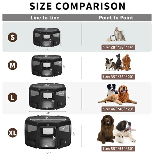 DONORO Dog Playpen Portable Pet Play Pens for Small Dog/Cat/Rabbit/Chicks, Cat Playpen Indoor/Outdoor with Carring Case, Removable Zipper Top and Bottom (Black, Medium (36"x36"x20"), 8) - color: Black, size: Medium (36"x36"x20")