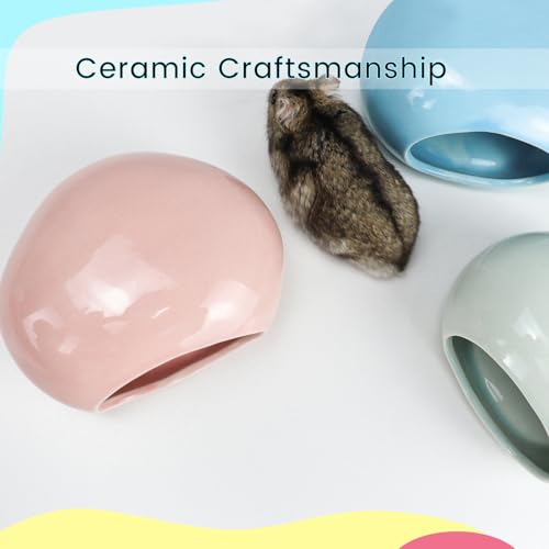 Ceramic Hamster Hideout, Cooling Hamster House All-Season Small Animal Cave, Easy to Clean Cave for Dwarf Hamsters, Gerbils, Mice (Blue) - color: Blue