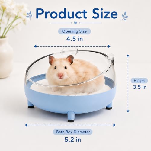 Meow&Woof Hamster Sand Bath Container, Large Sandbox Toilet Gerbil Batheoom, Tiny Chinchilla Dust Bathtub Sand Bath Box for Hamster Cage Accessories 5.2 Inch - Blue - color: Blue