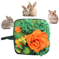 Rabbit Foraging Mat Bunny Snuffle Mat for Small Animal Puzzle Toy | Interactive Enrichment Toy 17.7", Feed Treat Mat for Rabbits Guinea Pigs, Hamster, Puppies, Chinchillas, Kitten, Indoor, Soft