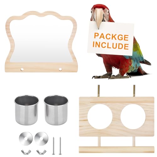 Natural Wood Bird Perch, Parrot Cage Accessories, Suitable for Parakeets, Cockatiels, Lovebirds, Tool-Free Adjustable Bird Cage Supplies & Bird Toys - size: 2