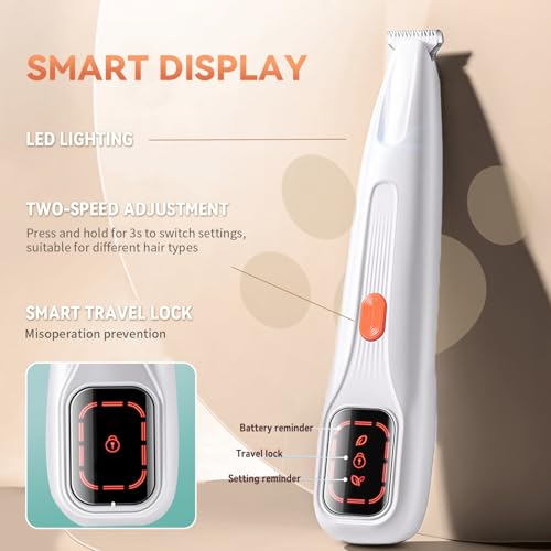 2026 New Pet Precision Trimmer, Dog Paw Trimmer with LED Light, Ultra Quiet | IP68 Waterproof, Dual-Speed Motor, Suit for Trimming Paw, Ear, Face, Butt, Eyebrows, USB Rechageble - color: White Variant