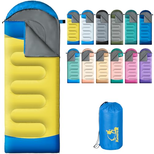 Sleeping Bags for Adults Kids - 3 Season Cold&Warm Weather Waterproof Camping Sleeping Bag - Lightweight Sleeping Bags for Camping Hiking Outdoor Travel - color: Yellow&Blue
