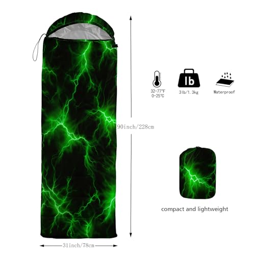 QOOMO Camping Sleeping Bags,3 Season Warm & Cool Weather,Lightweight,Waterproof Sleeping Bags for Adults & Kids,Traveling,and Outdoors,Camping Gear Equipment - color: Green Lighting 1