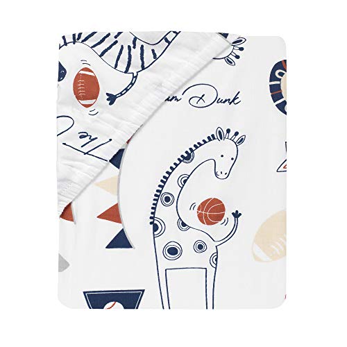 Lambs & Ivy Hall of Fame Animals/Sports 100% Cotton Fitted Baby Crib Sheet - color: Hall of Fame