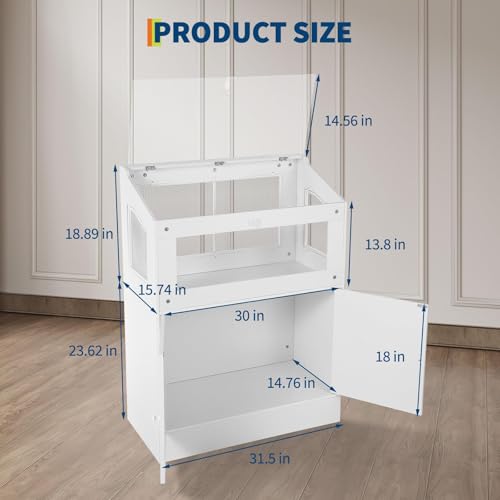 Hamster Cage with Storage Cabinet, Small Animal Cages, Clear Visual Acrylic Panels and Ventilated Design, Enclosure for Hamsters, Gerbils, Rats, Guinea Pigs and Hedgehogs