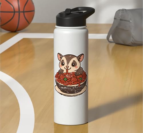 Cute Sugar Glider Spaghetti Pasta Stainless Steel Insulated Water Bottle - color: White