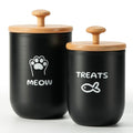 Cat Treat Container with Airtight Lid, Cat Food Oganizer Dry Food, Cat Food Storage Containers, Pet Treats Canister, Cat Treat Jar Set of 2-8.3x4.9 & 7.1x4.3 (Black) - color: Black