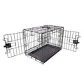 Amazon Basics Portable, Foldable Metal Wire Dog Crate with Removable Tray, Double Door, Divider Panel, Easy to Assemble, 22 x 13 x 16 in, Black - size: 22.0"L x 13.0"W x 16.0"H, style: Double Door w/ Divider