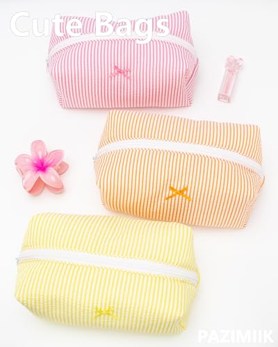 PAZIMIIK Cozy Makeup Bag for Women,Zipper Cosmetic Pouch,Stripe Candy Pink | Soft Cosmetic Organizer for Makeup,Skincare,Toiletries,Daily Beauty Essentials,Purse,On-the-Go,Bridesmaid Gifts - color: Stripe Candy Pink