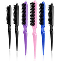Yaomiao 6 Pcs Teasing Brush Set 3 Row Nylon Rat Tail Combs for Fine Hair | Back Combing, Root Lifting, Scalp Massage, Hair Brushes for Women Salon Home Use, Black, Blue, Pink, Purple - color: Black, Blue, Pink, Purple