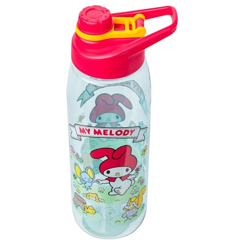 Silver Buffalo Sanrio Hello Kitty and Friends My Melody, Joey, and Meadow Friends Water Bottle with Screw-On Lid, 28 Ounces - color: Sanrio My Melody in Meadow, size: 28 Ounces