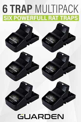 Rat Trap Six Pack - Powerful Reusable Traps for a Quick Kill Indoor or Out | Easy-Bait, Easy-Set Traps Catch Rats, Mice, Voles and Chipmunks Quickly Without Poison or Electricity - size: 6 Pack Rat Traps