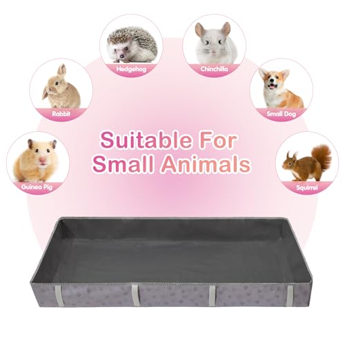 Funfurry Waterproof Guinea Pig Cage Liner,Washable Tarp Bottom Base,Cage Liners for Small Animals,Hamster Chinchilla Hedgehog Ferret Rabbit. (Dark Grey-Paw, 24" X 60") - color: Dark Grey-Paw, size: 24" X 60"