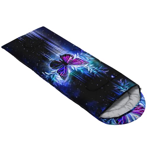 AILONEN Midnight Meow Sleeping Bag, Charcoal Cat Eyes Crescent Graphic, Portable Camp Sack Sleepover Style - color: S2