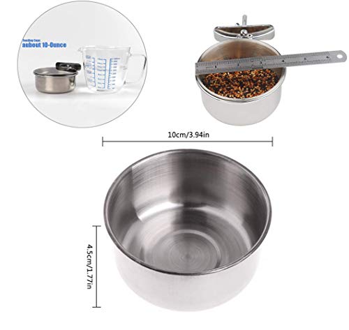 PINVNBY Parrot Feeding Cups Birds Food Dish Stainless Steel Parrot Feeders Water Cage Bowls with Clamp Holder for Cockatiel Conure Budgies Parakeet Parrot Macaw Small Animal Chinchilla Pack of 2