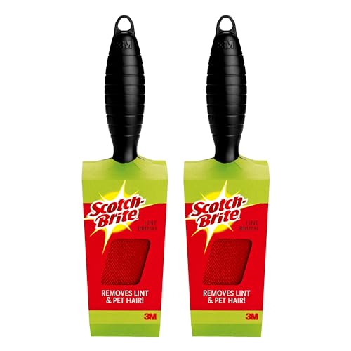 Scotch-Brite Lint Brush, Lint Remover for Pet Hair, Cat Fur, Dog Fur and Fluff, Great for Bedding, Sofas, & Clothing, Resuable, Double-Sided Head, No Adhesive, (Pack of 2) - size: Lint Brush (Pack of 2)
