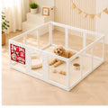 Clear Acrylic Dog Playpen – Escape-Proof Pet Pen, Whelping, Rabbit Hutch, Hamster Cage & Dog Pen – Washable, Tool-Free Assembly, Secure Door – Indoor Puppy Enclosure - Fuskee (White, 59 x 59, 12) - size: 59 x 59