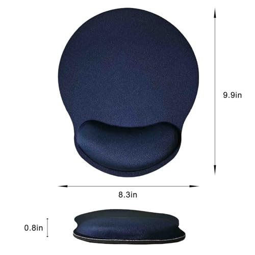 Mouse Pad with Wrist Support, Ergonomic Mouse Pad with Memory Foam Wrist Rest Cushion, Non-Slip Rubber Base Gaming Mice Pad for Home Office Computer Laptop, Navy Blue - color: Navy blue