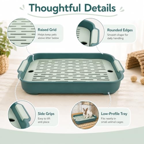 Garneck Guinea Pig Litter Box Rabbit Toilet Tray: Bunny Cage Litter Pan with Grid for Small Animal Potty Training Pet Toilet for Guinea Pig Rabbit Ferret Easy Clean