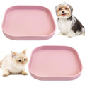 Fhiny 2PCS Silicone Cat Bowls Set 5.9 x 5.9 in Shallow Dog Dish Whisker Friendly Cat Food Plate for Dry & Wet Food Dishwasher Safe Non-Slip Pet Feeding Bowls for Kittens and Puppies (Pink) - color: Pink