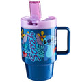 Get Trend Disney Stitch Kids Water Bottle with Straw 16.9 oz BPA Free Plastic Leakproof Cup with Lid Handle Reusable Drinking Tumbler Gifts for Kids (Blue Stitch) - color: Blue Stitch