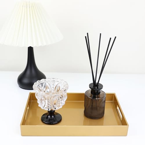 Spsyrine Gold Bathroom Vanity Tray with Handles for Dresser Tops, Countertop, Perfume Decorative Tray, 11.8” * 7.87” *1.37” - color: Gold