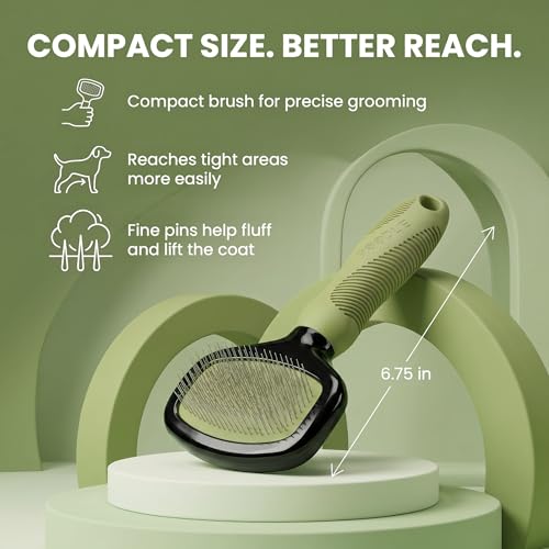 Poodle Pet Slicker Brush - For Dogs, Cats, Rabbits - Matted/Loose Fur, Knots - Suitable for Doodle/Goldendoodle Grooming and Shredding Short/Long Hair (Green) - color: Green, size: Regular Size