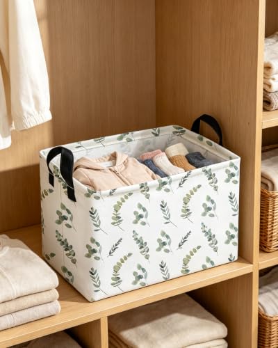 Essme Rectangular Leaves Basket,Kids Storage Bins Organizer with Handles for Girls Room Decor, Gift Basket,Shelf Basket.(Leaves) - color: Leaves