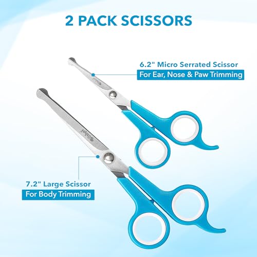 Razor-Sharp Stainless Steel Dog Grooming Scissors for Grooming Professionals at Home with Rounded Safety Tips, 2 Pack - size: 2 Pack