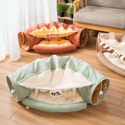 LEFTSTARER 2-in-1 Collapsible Cat Tunnel for Indoor Bed and Hideout - Pet Dog Rabbit Bunny Ferret Tunnel Tubes Toys with Removable Washable Mat, Tower Wheel Stuff - color: 3.Bar