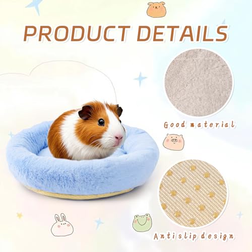 FEBSNOW Guinea Pig Bed, Soft Fleece Hamster Bed for Small Animals | Washable Warm Fleece Material, For Guinea Pigs and Hamsters Other Small Animal, Cosy Sleeping , Anti-Slip Bottom - color: Blue, size: 11.8 inches x 11.8 inches