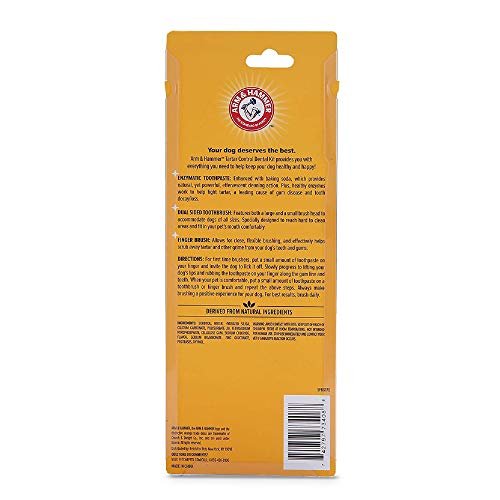 Arm & Hammer Tartar Control Dog Dental Kit, Beef Flavor, 3-Piece | Enzymatic toothpaste with toothbrush and fingerbrush, baking soda formula safe for puppies - size: 2.5 Ounce (Pack of 1)