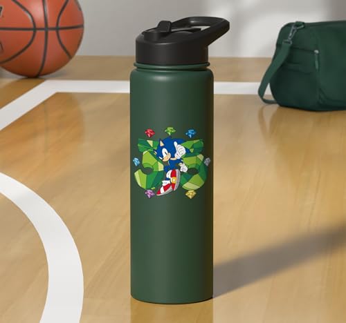 Sonic the Hedgehog: 35th Anniversary Key Visual Stainless Steel Insulated Water Bottle - color: Dark Green