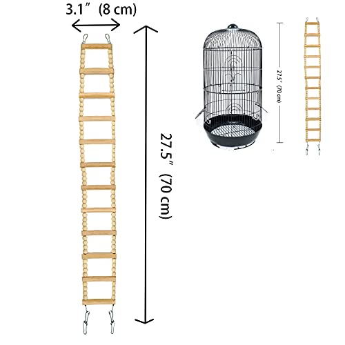 Bird Ladder Bridge, Wooden Pet Hamster Climbing & Swing Toys, Cage Accessories for Birds Rats Parrots Hamster Squirrel Sugar Gliders Parakeets Cockatiels - 12 Steps - 27.5 x 3.14 Inch - size: 12 Steps - 27.5 × 3.14 Inch