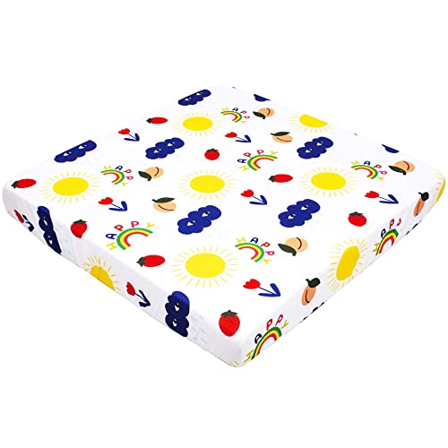 Cloele Square Playard/Playpen Baby Fitted Sheets, 36 X 36in, Rainbow | Perfect for Portable Playard 36x 36in Mattresses, Square Pack and Play Crib Sheets, Ultra Soft Microfiber, For Girls - color: Summer Rainbow, size: 36"x36"