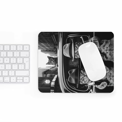 Mousepad Funny Cat Gangster Mafia Style Vintage Car Scene Hilarious Animal Humor Design Unique Mobster Aesthetic Desk Accessory Cool Retro Noir Computer Mouse pad Novelty Gaming Mouse Mat Office - color: Gangster Mafia